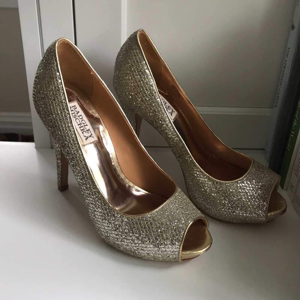 Badgley Mischika Sparkly Open Toe Heel